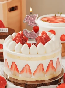 Velas numéricas criativas com tema de morango de 0 a 9, decoração com glitter misto, velas para bolo de aniversário, artigos para festas com atmosfera, adequadas para festas de aniversário, festa de revelação de gênero, festa de inauguração, festa de casamento, festa monocromática, noite das mulheres, festa temática de morango, itens essenciais para 1º a 100º aniversário