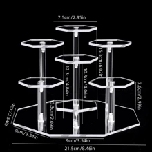 1pc Classic Acrylic Display Stand, 3/4/7 Tier Mini Figure Display Cabinet, Octagon/Round Product Holder, Suitable For Action Figures, Cosmetics, Perfumes, Statues, Jewelry, Collectibles - Standalone