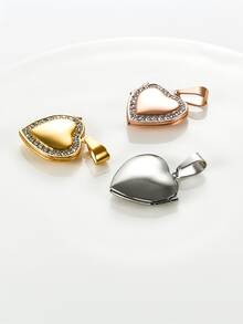 Customized Photo Necklace, Customizable With Two Photos, Stainless Steel Heart-Shaped Brick Box Necklace, Aluminum Alloy Metal Photo, Waterproof And Non Fading, Couple Gift, Mother Gift, Various Holiday Gifts - Multicolor - View 3