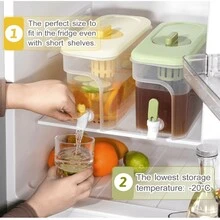 Dispensador de bebida de 1 galón para refrigerador, recipiente de agua con grifo, dispensador de agua galón mejorado jarra de té helado para refrigerador - transparente - Ver 4
