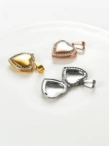 Customized Photo Necklace, Customizable With Two Photos, Stainless Steel Heart-Shaped Brick Box Necklace, Aluminum Alloy Metal Photo, Waterproof And Non Fading, Couple Gift, Mother Gift, Various Holiday Gifts - Multicolor - View 4