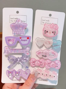 Sanrio Sanrio. 5pcs/10pcs/15pcs/20pcs Of Hello Kitty, Kuromi, And Cinnamoroll - Themed Cartoon Hair Clips For Adults. They Come In Various Styles And Rich Colors, Appealing To And Satisfying Their Love For These Characters.