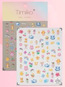 1 Self-Designed Graffiti Cartoon With A Stunning Style, Nail Art Stickers, Flowers, Butterflies, Candies, Small Fish, And Other Fashionable Colors. The Summer Colorful Elements Are Suitable For Fashionable Ladies And Girls To DIY