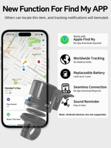 Hidden Anti-Theft GPS Location Bell For Bicycle, Bicycle Bell With Built-In Global Positioning Device, Bicycle Anti-Theft, Bicycle Locator, Outdoor Non-Stop Power, Team Tracking, Remote Precise Search, One-Touch Call Device, Long-Lasting Battery, IP67 Waterproof, GPS Tracker Compatible With "Find My Global" Platform, Suitable For Cycling, Location Tracking, Anti-Theft, Outdoor Activities, Bicycles, Bicycle Accessories, Road Bikes, Mountain Bikes, Mopeds, Motorcycles. Compatible With IOS Only. - Black - View 5