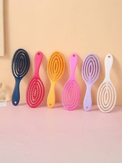 1/4/5/6/7支装空心椭圆梳，贴心情人节礼物，价格实惠。具有头皮按摩功能，干湿两用，令秀发整齐亮泽。小巧便携。美发造型工具/配件，家居美发用品