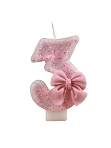 Velas com números da série Cute Pink Bow de 0 a 9, velas para decoração de bolo de aniversário, artigos para festas com atmosfera, adequadas para festas de aniversário, festas de revelação de gênero, festas de inauguração, festas de casamento, festas monocromáticas, noite das mulheres, festas temáticas, itens essenciais para 1º a 100º aniversário