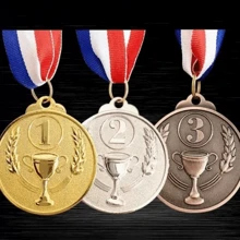 3/1 pieza Número de trofeo, medalla de premio, insignia de premio de metal de aleación de zinc de 1er, 2do y 3er lugar