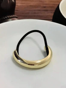 4件套优雅金色金属发圈，奢华女士发绳发圈马尾发圈橡皮筋发带 - 彩色 - 查看 3