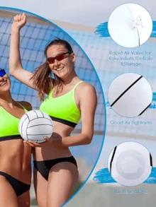 1pc PVC Inflatable Volleyball, Inflatable Beach Ball, Outdoor Lawn Interaction Item, Essential For Pool Party - Multicolor - View 3