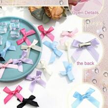 28/56pcs Women Colorful Ribbon Bow Hair Clips, Sweet Girl Silk Small Hair Pins, Elegant Princess Ballet Y2K Fairy Hair Accessories, Cute Mini Hair Bows Barrettes, 7 Colors, Suitable For Daily Use Claw Clips