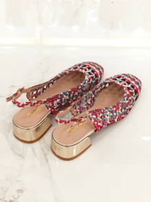 Zapatos planos Revreal tejidos con tira trasera y punta cuadrada, elegantes - Multicolor - Ver 5