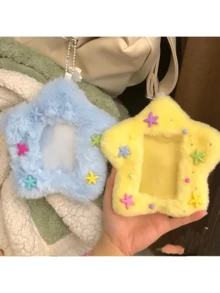 毛绒卡片套 书包钥匙扣挂件 卡包 三英寸卡片 创意娃娃 星星卡片套，学校用品，返校 - 查看 1