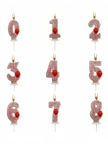 Velas numéricas criativas com tema de morango de 0 a 9, decoração com glitter misto, velas para bolo de aniversário, artigos para festas com atmosfera, adequadas para festas de aniversário, festa de revelação de gênero, festa de inauguração, festa de casamento, festa monocromática, noite das mulheres, festa temática de morango, itens essenciais para 1º a 100º aniversário