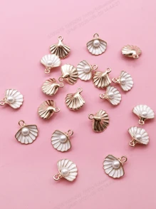 20pcs Enamel Pearl Shell Alloy Pendant For DIY Fashion Bracelet Earrings Making Accessories