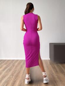Women Midi Dresses - Purple - View 2