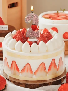Velas numéricas criativas com tema de morango de 0 a 9, decoração com glitter misto, velas para bolo de aniversário, artigos para festas com atmosfera, adequadas para festas de aniversário, festa de revelação de gênero, festa de inauguração, festa de casamento, festa monocromática, noite das mulheres, festa temática de morango, itens essenciais para 1º a 100º aniversário