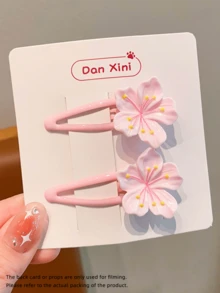 2025新款粉色花朵发夹/发圈，甜美发饰，适合女性，可固定刘海和碎发 - 彩色 - 查看 5