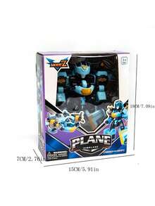 1pc Kids Transforming Robot Car Toy, Manually Transforms Into Airplane/Tank, Cartoon Robot Design, Educational Toy Gift For Boys Room Decoration Christmas Gifts Color Block Color Blocks - Multicolor - View 8