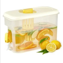 Dispensador de bebida de 1 galón para refrigerador, recipiente de agua con grifo, dispensador de agua galón mejorado jarra de té helado para refrigerador - transparente - Ver 1