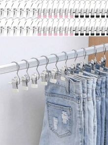 20 Stücke einfache Edelstahl Klammern, multifunktionale Einzelhaken Klammern für Hosen, Röcke, Wind sichere Wäscheklammern, platzsparender Haushaltorganisator für Schlafzimmer, Kleiderschrank, Zuhause, Wohnheim
