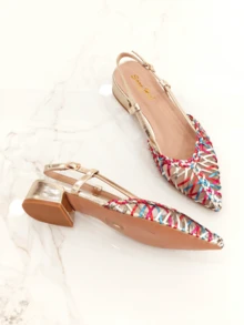 RevReaL Pointed-Toe Slingback Flats Elegant Bohemian Resort - Multicolor - View 4