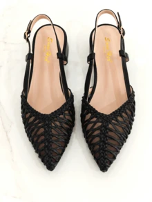 RevReaL Pointed-Toe Slingback Flats Elegant 優雅度假波西米亞 - 黑色 - 查看 5