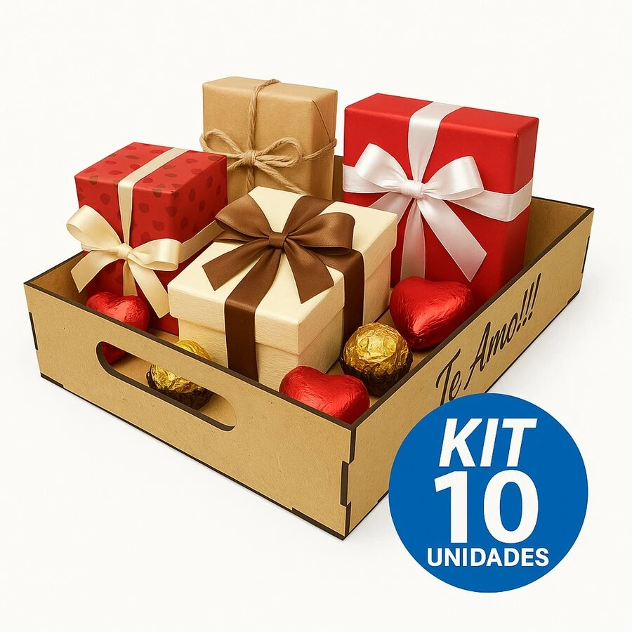 Kit 10 MDF Trays For Gifting Wooden Basket For Chocolates Breakfast Basket 20x30 - Rust Brown - View 1