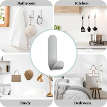 4pcs/6pcs J-Shape Adhesive Hooks, Strong Sticky Door Back Hangers For Clothes, Hats, Handbags, No Drilling Wall Hooks, Home Organizer Tools