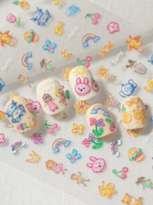 1 Self-Designed Graffiti Cartoon With A Stunning Style, Nail Art Stickers, Flowers, Butterflies, Candies, Small Fish, And Other Fashionable Colors. The Summer Colorful Elements Are Suitable For Fashionable Ladies And Girls To DIY