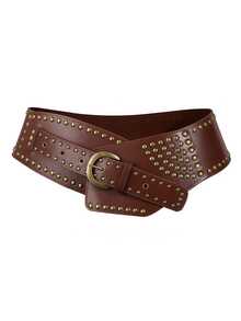 American Baddie Y2K 风格超宽铆钉腰带，朋克女孩必备，复古西部重工业腰带，百搭连衣裙、裙子，夏季、秋季、万圣节 - 彩色 - 查看 4