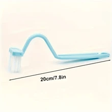 1pc Blue V-Shaped Toilet Brush: Innovative S-Shaped Curved Design For Efficient Cleaning Of The Toilet Bowl.