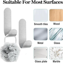 4pcs/6pcs J-Shape Adhesive Hooks, Strong Sticky Door Back Hangers For Clothes, Hats, Handbags, No Drilling Wall Hooks, Home Organizer Tools