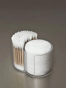 1 Pc Cotton Pad Holder, Cotton Swab Holder, Desk Organizer, Bathroom Organizer, Clear Storage Box, Space Saving, Easy To See, Dustproof And Waterproof, Easy To Clean, Suitable For Vanity, Bathroom, Bedroom, Etc., Make Your Desktop Tidy And Organized