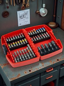 Tatukiko 45件套螺丝刀头套装，彩色安全钻头，带盒电动螺丝刀套装，便携式钢磁性长钻头套装，六角头，适合家庭和专业使用 - 彩色 - 查看 6