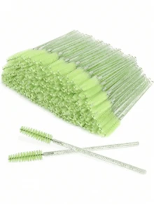 500pcs/Pack, 100pcs/Pack, 50pcs/Pack, 10pcs/Pack Disposable Eyelash Brushes, Eyebrow Brushes, Castor Oil Brushes, Mascara Brushes, Makeup Tools (Crystal) - Multicolor - View 14