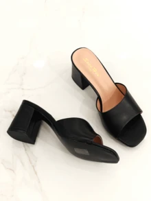Revreal Blush Block Heel Slides – Minimal Chic für den AlltagsstilElegantResort FashionCasualOutdoorBeachSommer - Schwarz - Übersicht 3