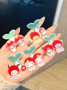 Sanrio Sanrio. 2 - Piece Hair Clip Set Featuring Hello Kitty, My Melody, And Kuromi. These Hair Clips Are Designed With Cherries Paired With Cute Cartoon Characters. (Packaged In Cardboard.) They Make Thoughtful Gifts For Children And Young Girls.