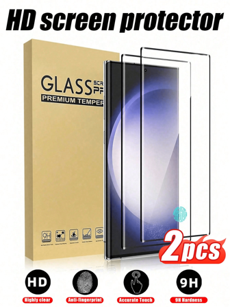 2pcs 3D Curved Edge Ultra-Clear Anti-Scratch Screen Protector, Compatible With Samsung Galaxy S8/S9/S8+/S9+/S10/S10+/S20/S20+/S20 Ultra/S21/S21+/S21 Ultra/S22/S22+/S22 Ultra/S23/S23+/S23 Ultra/S24/S24+/S24 Ultra/S25/S25+/S25 Ultra/Note8/Note9/Note10/Note10+/Note20 Ultra, Easy Installation, Bubble-Free, High-Clarity