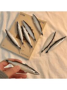 可爱海洋鱼造型圆珠笔 - 塑料中号笔尖，按压式笔帽，方形笔杆，黑色墨水，适合学校和办公室使用 - 创意逼真凤尾鱼笔 - 彩色 - 查看 5