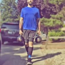 1 Pair Knee-High Compression Sleeves For Men & Women - 20-30mmHg Support For Running, Marathon & Outdoor Sports - Breathable Nylon Fabric With Blue & Black Stripes Design, Knee Brace - Multicolor - View 10