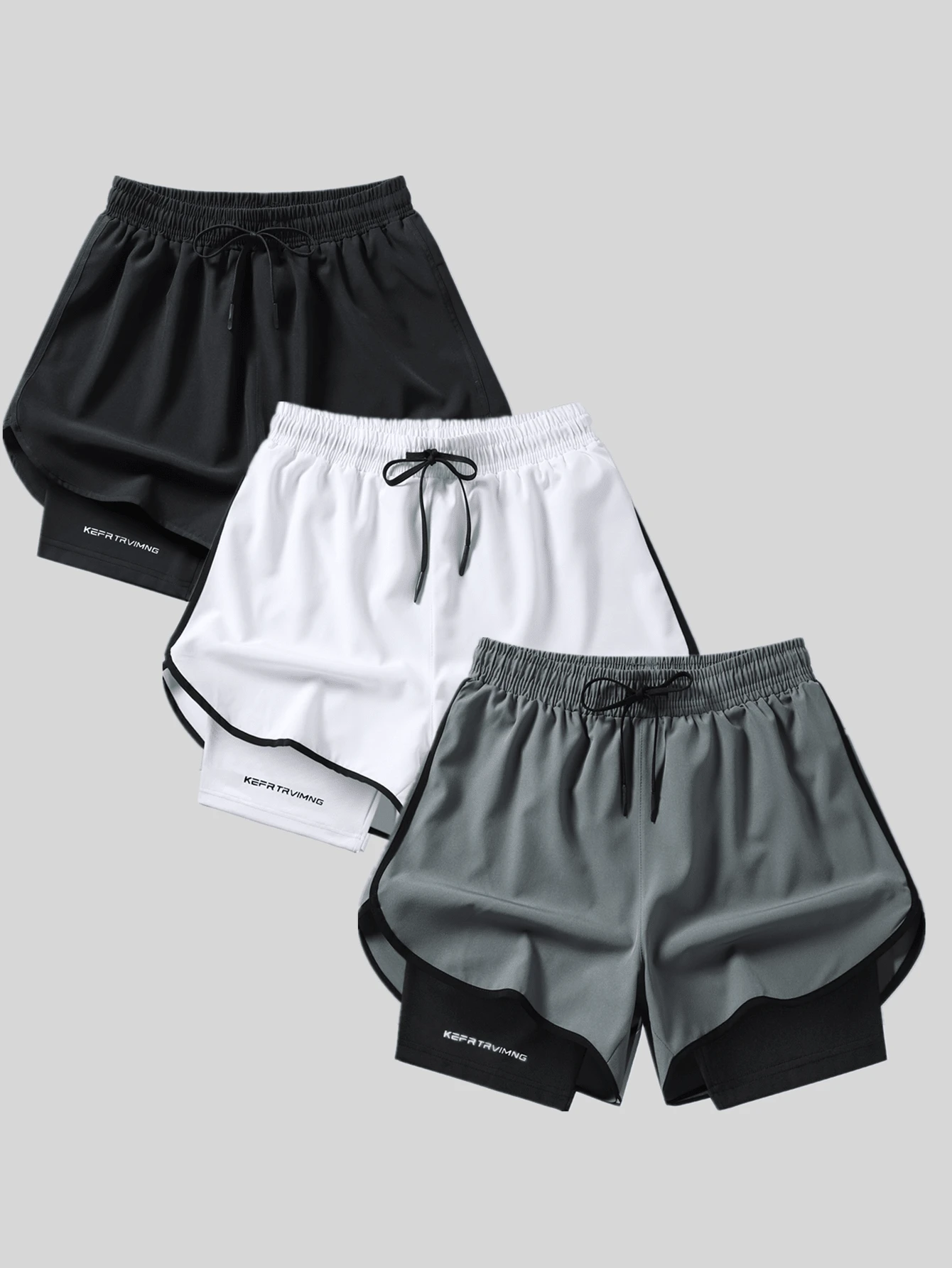 1pc Camouflage Gym Running Shorts For Men With Dual Layers, Pockets, And Quick-Dry Technology - Dark Grey - View 1