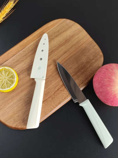 Cuchillo de fruta de acero inoxidable - Cuchillo de cocina pequeño para cortar verduras, carne y fruta - Cuchillo de ayuda alimentaria para mujeres - Adecuado para uso doméstico, actividades al aire en la cocina - Rendimiento de corte ultra rápido y afilado