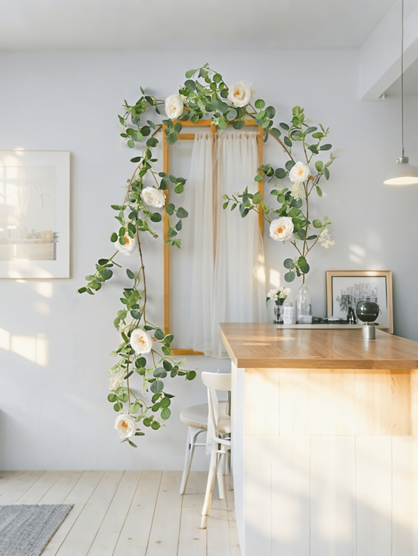 1pc Artificial Flower Tea Rose Grape Style Wedding Scene Rattan Eucalyptus Decoration Home Bedroom Living Room Wall Decoration Outdoor Garden Birthday Party
