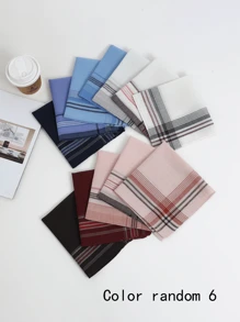 1/6/12pcs Cotton Men's Handkerchief, Classic Retro Design Gentlemen's Handkerchief, Lightweight, Easy Care, Fashionable Stripe & Plaid Pattern, Holiday Gift For Christmas, Thanksgiving