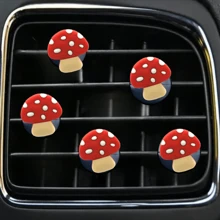 5 buc cleme de ventilație auto cu ciuperci roșii drăguțe, accesorii auto, potrivite pentru bărbați și femei, decor pentru priză de ventilație auto