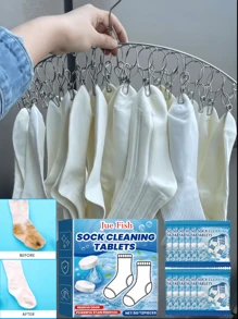 12 piezas/5g Pastillas efervescentes de limpieza para calcetines, limpian suavemente las manchas y olores rebeldes, mantienen los calcetines frescos