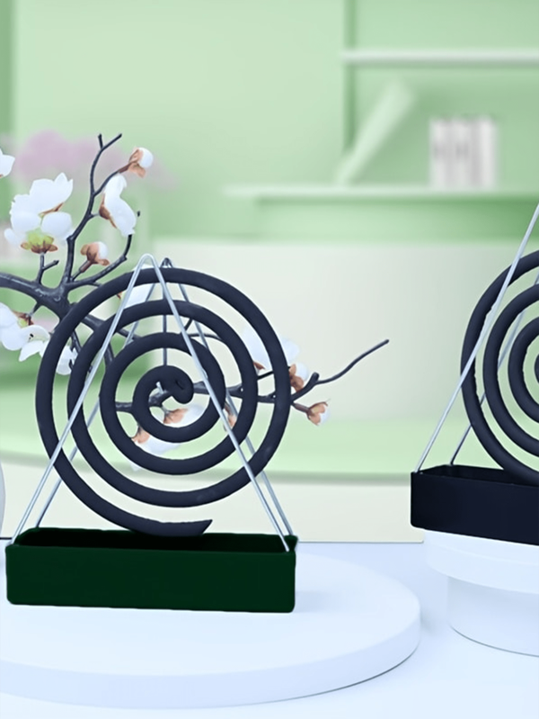 2 pièces Support de spirale anti-moustiques en fer triangulaire avec prise en plastique, brûleur d'encens à suspendre créatif pour la maison, couleur aléatoire