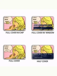 1pc/4pcs Cartoon Crying Girl Credit Card Sticker, Blonde Girl Decoration Sticker, PVC Anti-Fingerprint Private Protection Anti-Scratch, Suitable For Transportation Card, Bank Card, Student ID Card DIY Decoration, Party Gift,Back To School,School Supplies - Multicolor - View 3