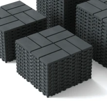 44 Pack Interlocking Plastic Deck Tiles - 12"X12" Square - Waterproof Outdoor - Poolside Balcony Backyard Decking Tiles - Easy Installation - Sturdy PP Material - Strong Load-Bearing Capacity - one-size - View 2