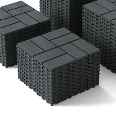 44 Pack Interlocking Plastic Deck Tiles - 12"X12" Square - Waterproof Outdoor - Poolside Balcony Backyard Decking Tiles - Easy Installation - Sturdy PP Material - Strong Load-Bearing Capacity